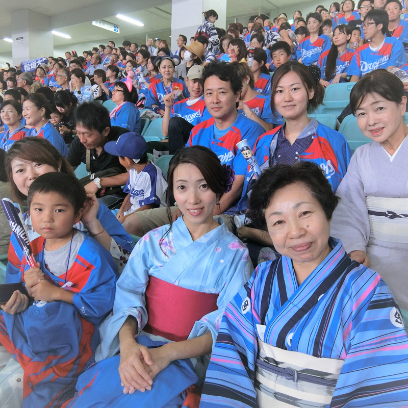 竜陣祭2018にて着付け協力＆ゆかたで野球観戦